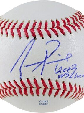 Juan Pierre Autographed Baseball 2003 WS Champs Inscribed Signed COA Photo